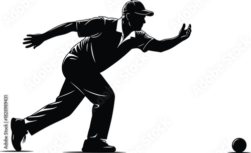 Silhouette of man bowling a ball on white background bowling, sport, man, silhouette, action, throwing, ball, game, leisure, recreation, athletic, competition, player, motion, active, outdoors, activi