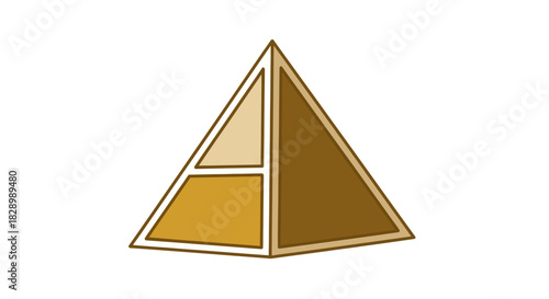 Geometric Pyramid Illustration with Shaded Sides and Defined Edges.