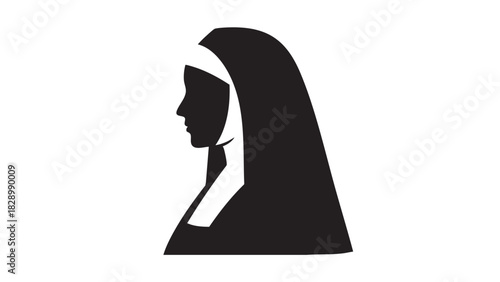Silhouette of a Nun in Profile A Simple and Symbolic Depiction for Spiritual Themes
