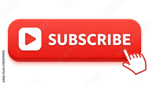 Mouse cursor clicking red subscribe button for digital content