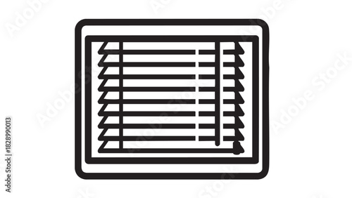 Window blinds icon representing privacy, light control, and interior design elements for home and office spaces