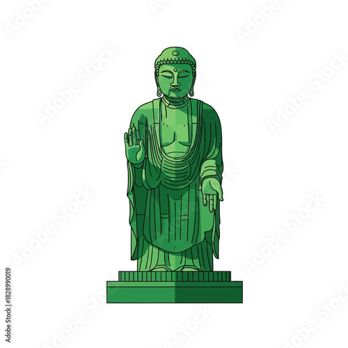 Green Buddha Statue Illustration.