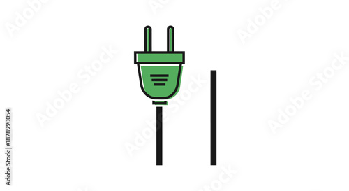 Green electrical plug with cord for power connection.