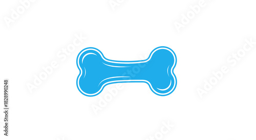 Blue Dog Bone Illustration on White Background.