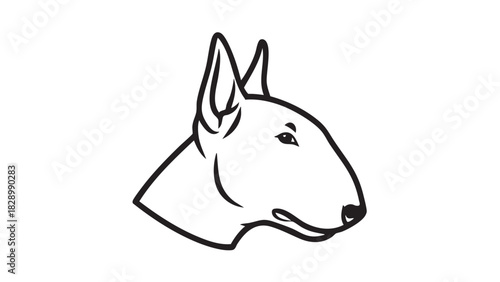Simplified Line Art Illustration of a Bull Terrier's Head Facing Right