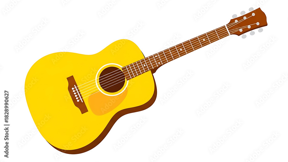 Obraz premium Yellow acoustic guitar vector illustration for song and sound