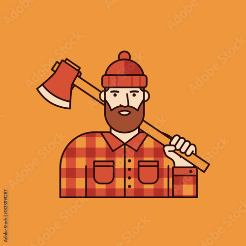 Lumberjack with an Axe Illustration.