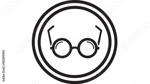 Eyeglasses Icon Clear Vision in a Circular Frame