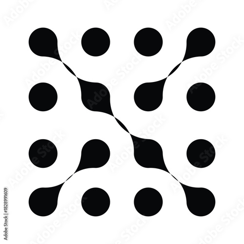 Abstract organic black and white connection pattern design element