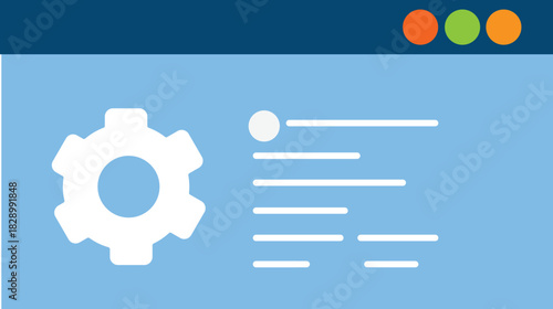 Abstract representation of settings and options on a digital interface
minimalist graphic depicting a gear icon next to a list of options, suggesting configuration or settings within a digital system