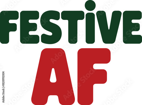 Festive A F text graphic in dark green and red lettering
