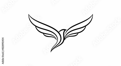 Minimalist black and white flying bird logo design.