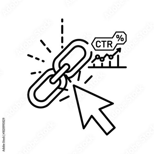 Line icon representing click through rate optimization and link building
