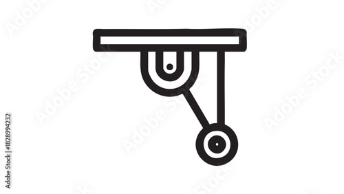 Abstract representation of a shelf bracket with a pulley system, evoking engineering and construction concepts
