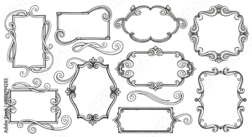 Elegant Black and White Ornate Frames for Invitations and Design