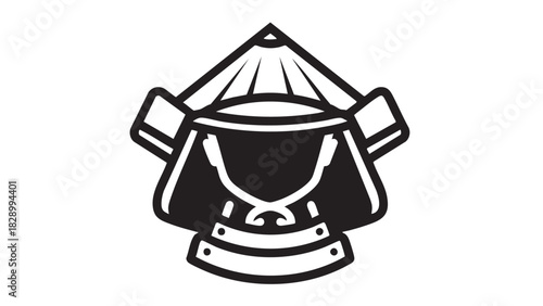 Japanese Samurai Helmet Icon Depicting Traditional Armor and Symbolism for Design and Branding