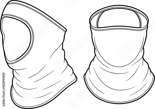 Balaclava, vector, illustration, sketch, outline, fashion, gear, durable, ergonomic, structured, silhouette, layout, equipment, design, protection, accessory, tactical, headwear, cold