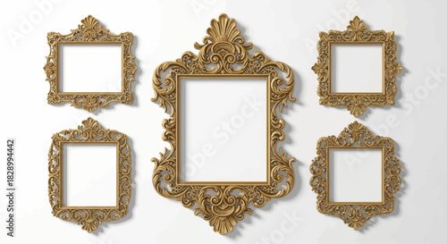 A curated collection of ornate gold baroque frames for a gallery wall