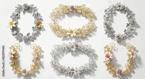 Elegant collection of delicate handcrafted floral wreaths and tiaras