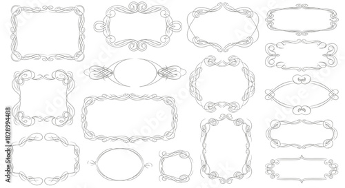 A collection of elegant vintage ornamental filigree frames and borders
