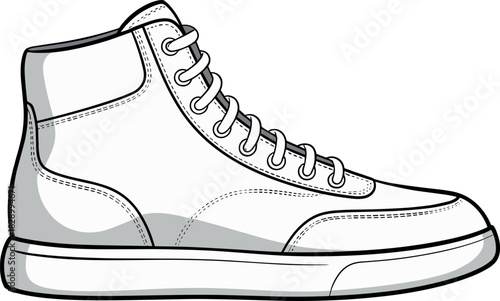 Sneaker, vector, illustration, sketch, outline, fashion, gear, durable, ergonomic, structured, silhouette, layout, equipment, design, padding, protection, accessory, lace-up, high-top