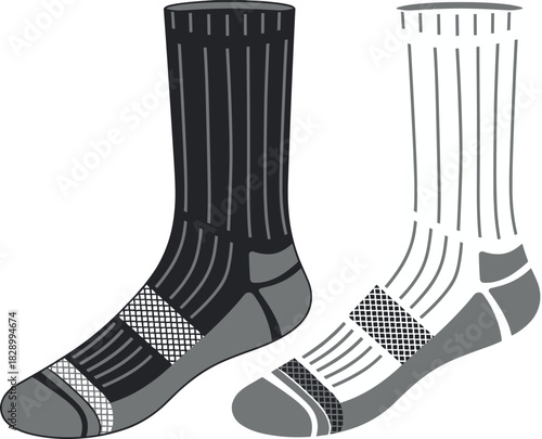Sock, vector, illustration, sketch, outline, fashion, gear, durable, ergonomic, silhouette, layout, equipment, design, padding, protection