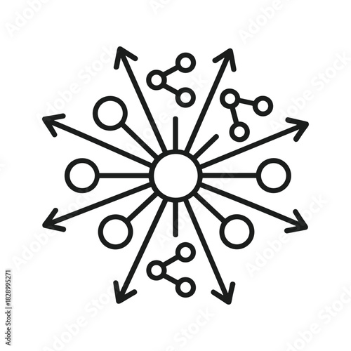 Abstract icon representing network distribution and connection flow
