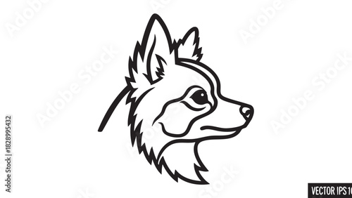 Stylized black and white illustration of a fox's head in profile view, perfect for branding or design elements