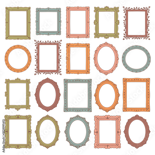 Antique golden frames collection for a vintage wall gallery design