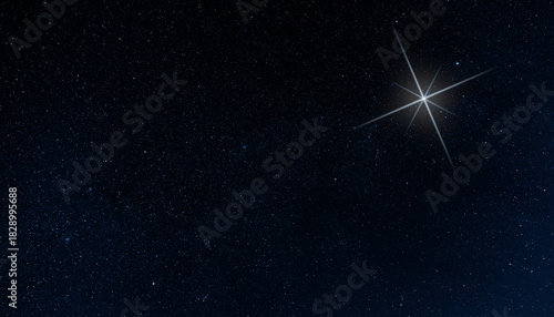 Single bright star in a staff filled night