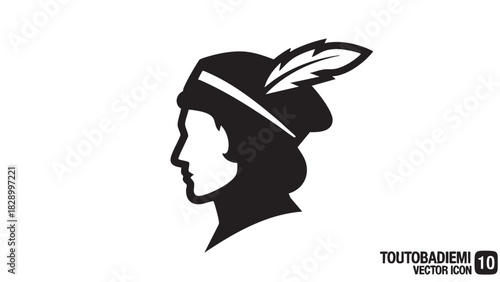 Silhouette of a person wearing a feathered cap, suitable for historical or fantasy themes