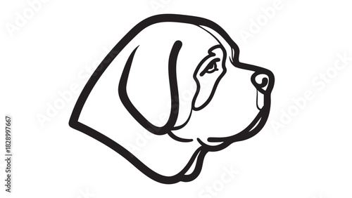 Simple Black and White Outline of a Saint Bernard Dog Profile for Design and Graphics