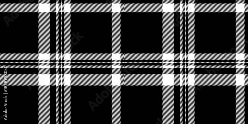 Halloween tartan background vector, bandanna pattern plaid textile. Crease check texture seamless fabric in black and white colors.
