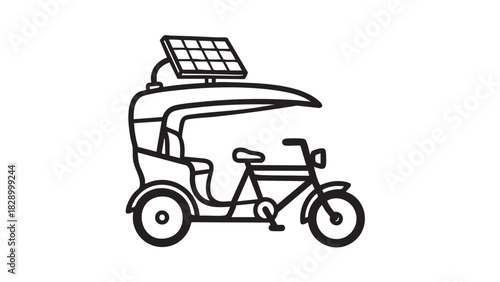 Solar-Powered Bicycle Rickshaw in Urban Environment