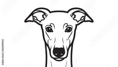 Elegant Greyhound Portrait A Graceful Black and White Illustration of a Dog's Head
