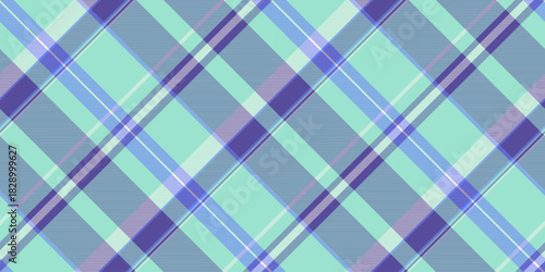Sixties texture plaid vector, paper textile tartan seamless. Eps check background fabric pattern in teal and indigo colors.