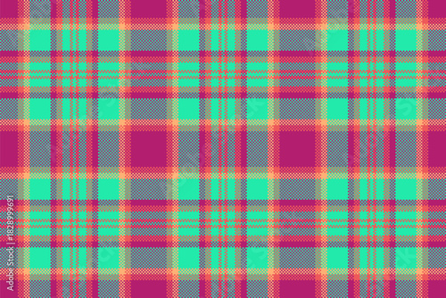 Scrapbook seamless pattern texture, cute background vector tartan. Website plaid fabric check textile in teal and pink colors.
