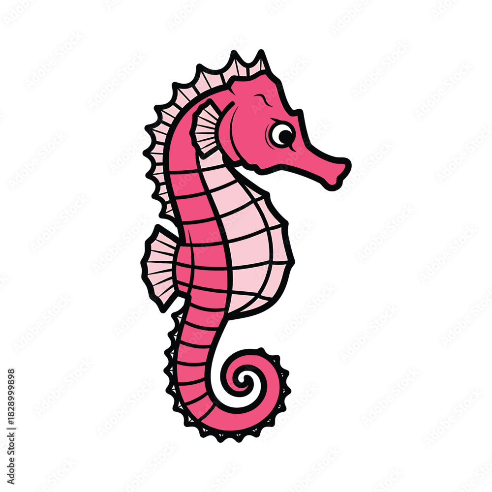 Fototapeta premium Cute pink seahorse illustration
