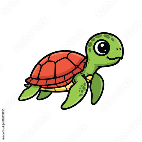 Cute baby sea turtle cartoon character
