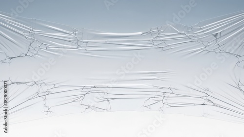 Translucent film stretched unevenly representing impaired collagen network, soft background