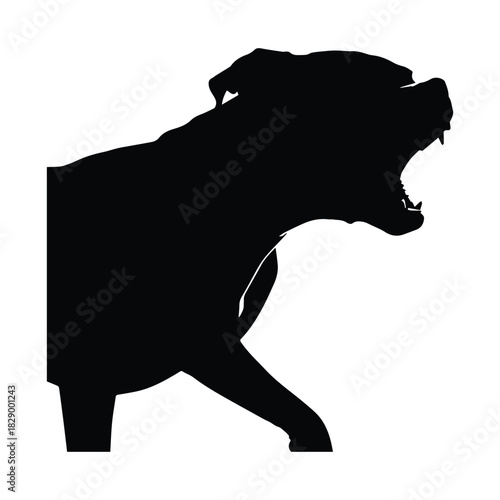 Aggressive barking dog silhouette, powerful canine profile isolated on white Vector, illustration