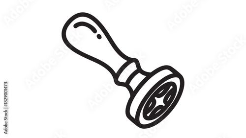 Classic wax seal stamp outline illustration symbolizing official authenticity, traditional correspondence, and a vintage touch for various design projects and invitations