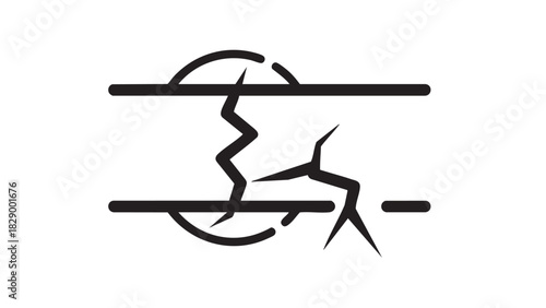 Broken Line Icon Representing Damage, Failure, and Disruption in a Minimalist Style