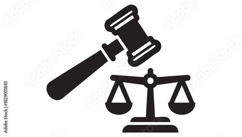 Law and Justice Icon of a gavel and scales, representing legal proceedings and fairness
