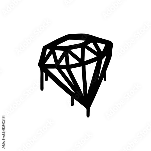 Isolated Black Dripping Graffiti Diamond Illustration