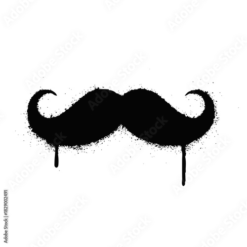Black graffiti style mustache with spray paint drips
