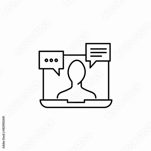 laptop video chat icon sign vector