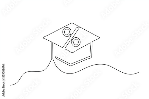 Education financial aid single line illustration
