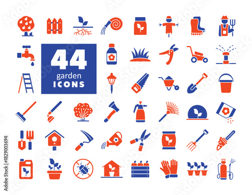 Gardening and Planting vector glyph icons set