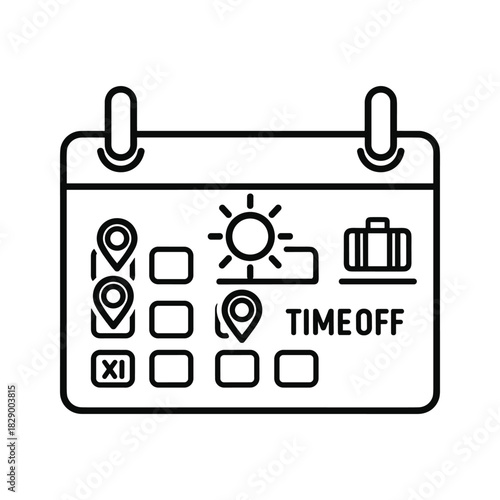 Calendar showing time off, vacation planning, travel schedule, and appointment reminders, isolated on